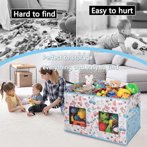Legestori Large Stackable Storage Bins with Lids, Collapsible Sturdy Storage Organizer Boxes Bins Baskets, Foldable Closet Organizer Baskets for Home (Light Khaki, M) - Thumbnail 5