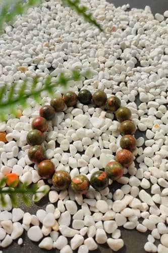 FUDIDU Unakite Bracelet for Men & Women Approximately 7-1/2 inch Adjustable, Green and Peach 1/2 Inch Beaded Bracelet Natural Stone for Grounding, Harmony & Emotional Healing Gifts for Love Yoga 12MM - Thumbnail 2