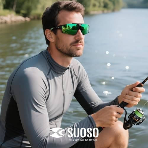 suoso Polarized Sports Sunglasses Men: UV400 Running Sunglasses for Women, Lightweight Fishing Baseball Cycling Glasses TR90 - Thumbnail 6