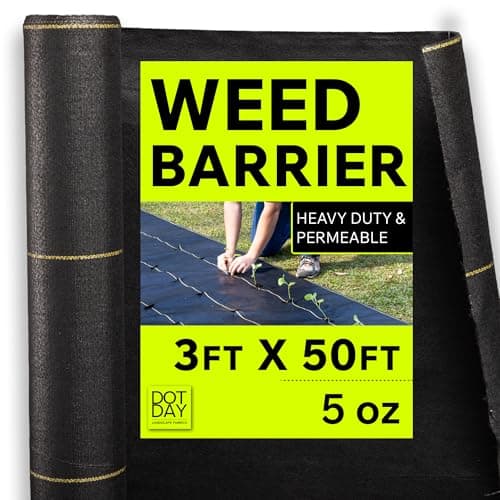 DOTDAY 5 oz Heavy Duty Weed Barrier Fabric 3ft x 50ft, Dual Layer Woven & Needle-Punched Landscape Fabric, Permeable Ground Cover for Gravel Driveways, Walkways, Garden Beds & Landscaping, XBAR