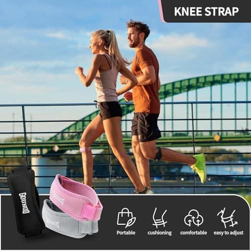 GOUNOD Patellar Tendon Support Strap 2 Pack,Knee Strap for Knee Pain Relief,Patella Band for Basketball, Jumpers Knee, Tendonitis, Running, Hiking, Soccer, Osgood Schlatter（Black） - Thumbnail 6