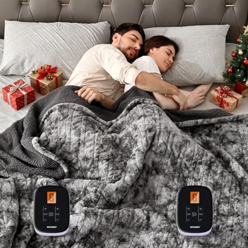 WOOMER Heated Blanket King Size, Dual Control, Electric Blanket 90"x 100", Double-Sided Faux Fur&Sherpa, Overheat Protection, 10 Heating Levels & 12H Auto Off, CPF, Home Office - Image 1