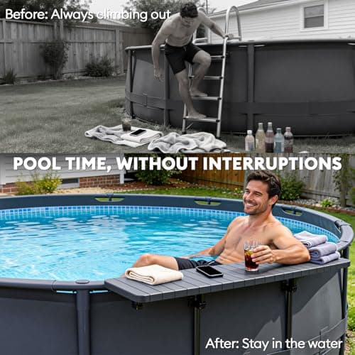 Hyperzoo Pool Bar for Above Ground Pools, Stable Poolside Drink & Snack Table Supports Up to 110 lbs, Rust-Free ABS Poolside Bar Fits ≤4.4” Rails for Framed Round & Oval Pools, Ideal for Pool Parties - Thumbnail 2