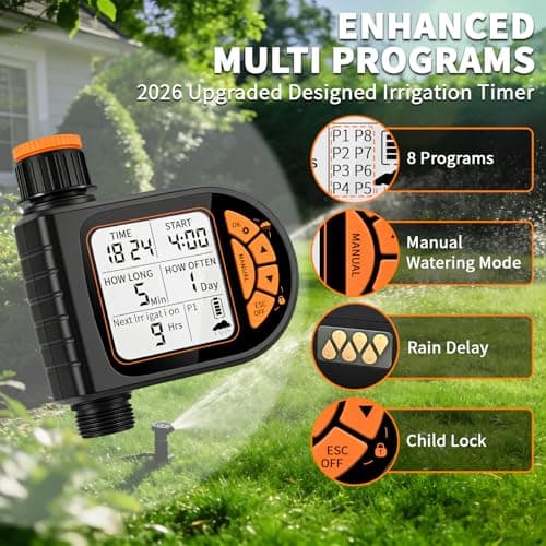 Sprinkler Timer for Garden Hose - Programmable Irrigation Timer with Rain Delay, Manual Watering, Child Lock, Outdoor Garden Automatic Irrigation Drip Watering System for Yard Lawn Pool Garden - Thumbnail 6