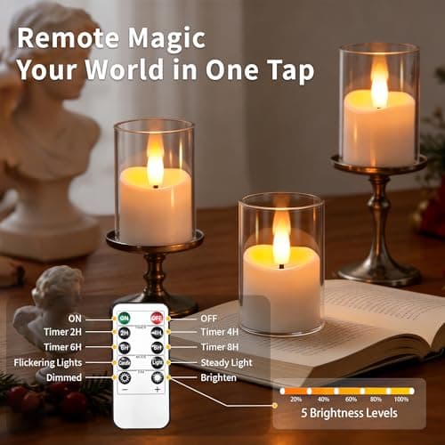 CXJPLRE Rechargeable Flameless Candles with Timer Remote, 1.7"x2.6" Clear Acrylic LED Tea Lights Candles，Small Votive Electric LED Candles for Home Aniversary Wedding Holiday Decor Easter(6 Pack) - Thumbnail 6