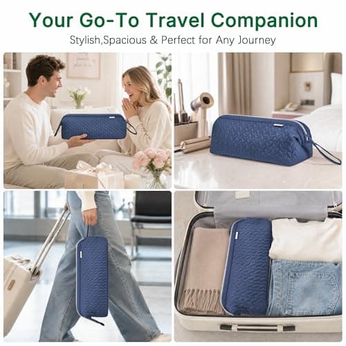 KarSyon Shark Flex Style Case for Airwrap Hair Dryer Brush Revlon Hair Tools Travel Bag Carrying Case Flat Curling Iron Organizer (Navy Blue) - Thumbnail 5