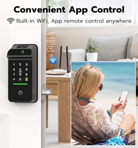 Anweller MD3 Palm Vein Smart Deadbolt Lock, Biometric Keyless Entry Door Lock for Front Door, Built-in WiFi, 10000mAh Battery, Code Keypad, RFID Card, Display Screen, Auto Lock Sensor - Thumbnail 4