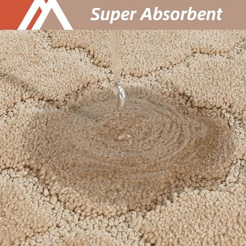 COSY HOMEER Soft Kitchen Rugs [2 PCS] for in Front of Sink Super Absorbent Kitchen Floor Mats and Mats 20x30 Inch/20X48 Non-Skid Kitchen Mat Standing Mat Washable,Polyester,Beige - Thumbnail 4