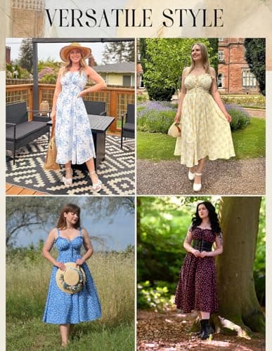 Scarlet Darkness Floral Dress for Women 2026 Spring Yellow Dresses Cottagecore Long Flowy Sundress Yellow M - Thumbnail 6