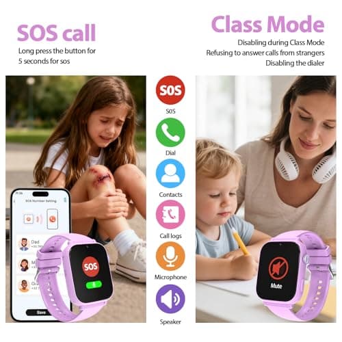 AXYWINBO Kids smart Watches for Girls Boys 4g GPS Call Text-Smart Watch for Kids Game Camera Pedometer Alarm Clock Calculator-Kid Watches for Girls Boys 4-12 Age Gifts Purple - Thumbnail 4