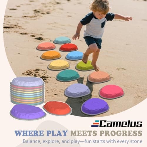 Stepping Stones for Kids, 12 PCS Balance Stepping Stones for Toddlers, Non-Slip Obstacle Course Sensory Toys Indoor Outdoor, Balance River Toys for Birthday, Children's Day and Christmas Gift - Thumbnail 2