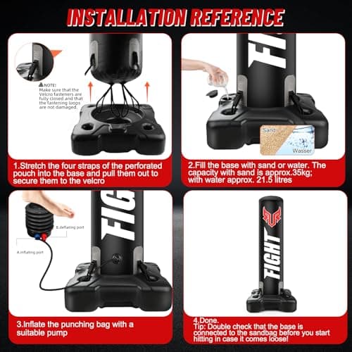 Standing Punching Bag for Adults, Upgrated Base Heavy Bag with Stand Boxing Training Equipment with MMA Gloves and Pump, 0.7mm Thickening Material Kicking Bag for Home Gym Workout Muay Thai Fitness - Thumbnail 4