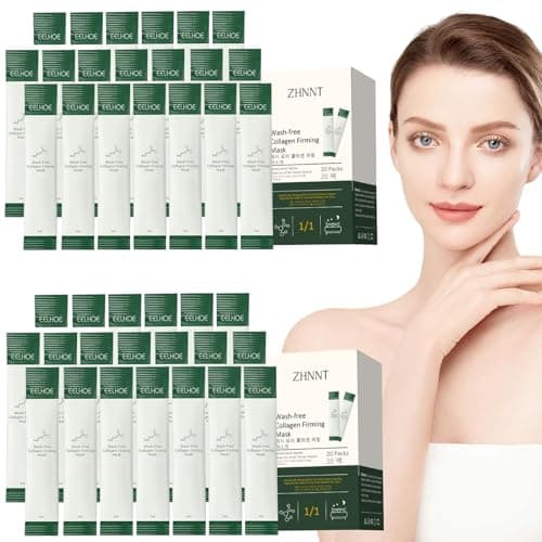 zhnnt 40 Pack Collagen Firming Face Mask，Wash-Free Firming Anti-Ageing Moisturising Face Mask,Smooth & Tight Skin,Facial Masks For Both Men And Women Of All Skin Types - Image 1