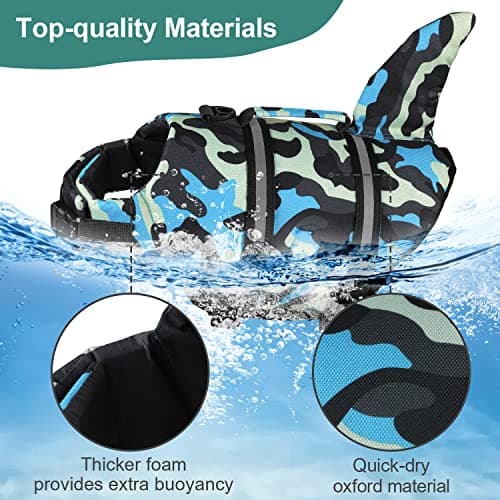 Fragralley Shark Dog Life Jacket, High Buoyancy with Tear-Resistant Nylon, Dog Float Vest for Swimming and Boating, Pet Life Preserver for Small Medium Large Dogs (PFD) - Thumbnail 4