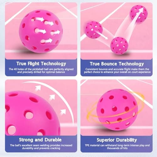 AILANFEI ALANFEI 12-Pack Premium Pickleball Balls -Compliant USAP Approved, 40 Holes Outdoor/Indoor Pickle Balls， Perfectly Balanced, High Bounce True Flight, Pickle Ball for Tournament Play - Thumbnail 2