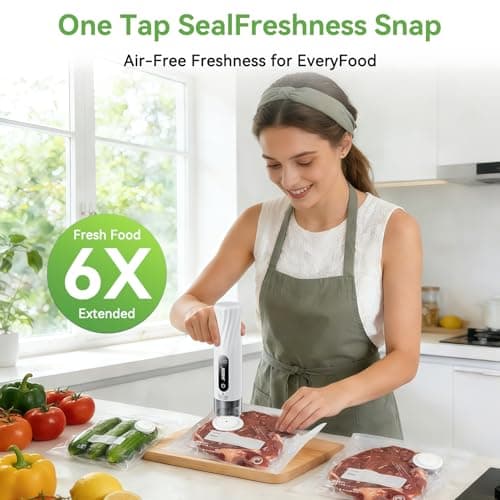 JVGTH Handheld Vacuum Sealer (Food Storage):Compact Vacuum Sealer Food, 80kPa Suction, 1800 mAh Battery, 30 Reusable Sous Vide Bags, Preserve 6X Freshness For Kitchen, BBQ, Travel. - Thumbnail 2