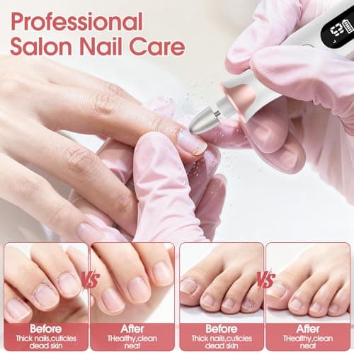 Haootadiy Electric Nail Drill File, Cordless Electric Nail Filer Buffer with Nail Drill Bits Sanding Bands Professional Manicure Pedicure Set for Nail Grind Trim Polish, for Women & Men - Thumbnail 3