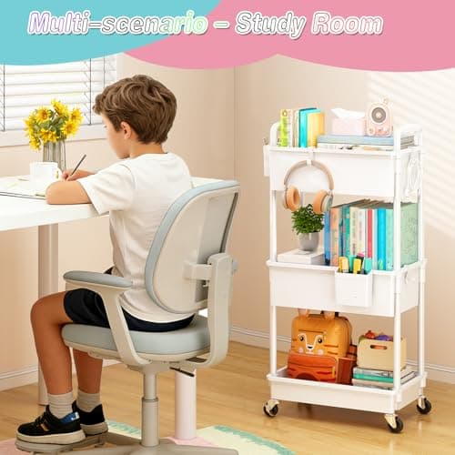 SUNALLY Baby Diaper Caddy Cart, 3 Tier Rolling Diaper Cart with Lockable Wheels for Nursery Essentials, Large Capacity & Easy Assemble Diaper Storage Organizer for Newborn,New Mom, White - Thumbnail 5