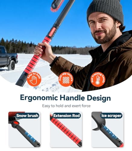 TrySpace All-Around High-Efficiency Cleaning 39 inch Extendable Snow Brush and Ice Scraper with Squeegee, Ice Scrapers for Car Windshield, Truck, SUV Snow Removal Tool, Winter Car Accessories - Thumbnail 5
