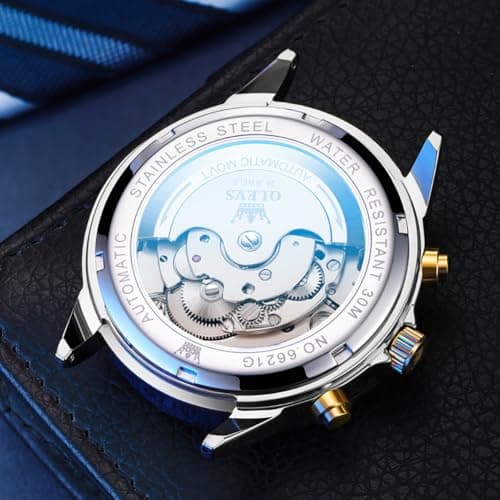 OLEVS Automatic Watches for Men Black Luxury Sliver and Gold Mechanical Waterproof Men Wrist Watch Fashion Self Winding Mens Watches Two Tone Stainless Steel No Battery Watch Reloj para Hombre - Thumbnail 6