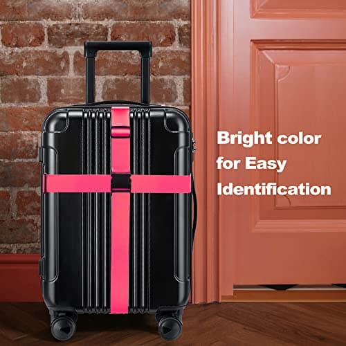 Luggage Straps for Suitcases TSA Approved Travel Belt 4 Pack by Chelmon (Rose Red) - Thumbnail 6