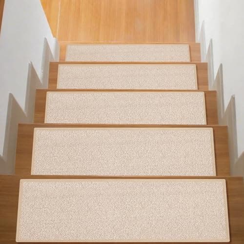 Carpet Stair Treads Non Slip Stair Runner for Wooden Steps Indoor,Resistant Stair Rugs Rubber Backing,Stair Rugs Mats for Kids, Elders,Pets,Beige,8"x30",4 Pieces