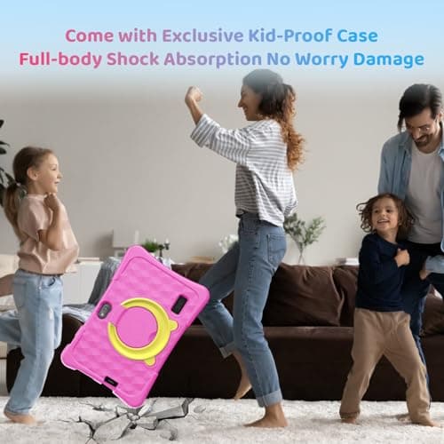 aiprotablet Kids Tablet, 7 inch Android Tablet for Kids, 6GB+32GB 1TB Expand, Quad-Core Toddler Tablets with Case, BT, WiFi, Parental Control, Games, Dual Camera (Pink) - Thumbnail 5