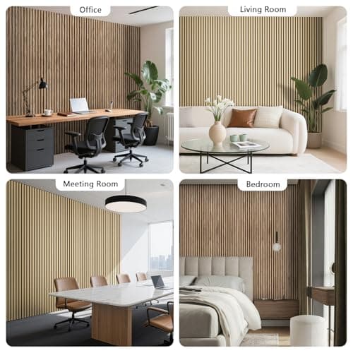 Acoustic Wall Panels, 2 Pack Wood Slat Wall Panel, Soundproof Wall Panels, 3D Textured Wall Decor for Ceiling and Wall, 47.2" x 23.6", in Oak Finish - Thumbnail 6