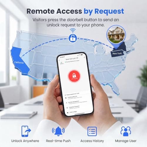 RUIKANG Power Built-in WiFi Smart Lock, Keyless Entry Door Lock for Front Door, Fingerprint Keypad Deadbolt, App Remote Control, No Hub Needed, 6 Backup Keys, Ideal for Home & Rental - Thumbnail 2
