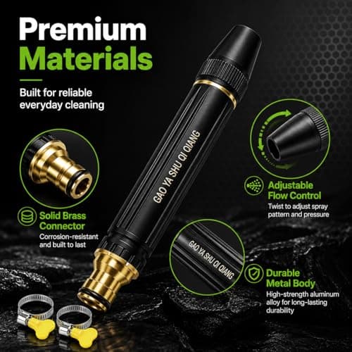 Jet Nozzle Power Washer for Garden Hose, High Pressure Hose Nozzle for Car Washing, Patio Cleaning, Garden Watering, Powerful Cleaning Spray Nozzle with Pacifier Interface(1 Set) - Thumbnail 2