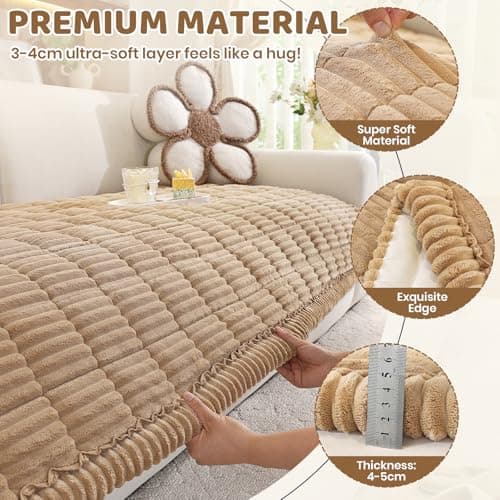 Royhom Couch Cover for Dogs Washable, Soft Thick Pet Couch Covers for Sofa, Pawcart Couch Protector Pet Friendly, Furniture Covers Dog Mat for Couches and Sofas (Khaki, 27.6 x 59 Inch) - Thumbnail 5