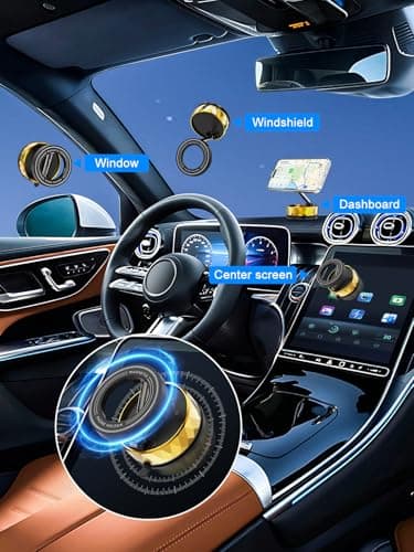 Bensejk Vacumm Magnetic Phone Holder | Car Phone Holder for iPhone with Magsafe【Nano Glue& Suction Cup & Strong Magnet & 360°Adjustment】 Apple Phone Mounts of Car Accessories(Golden) - Thumbnail 5