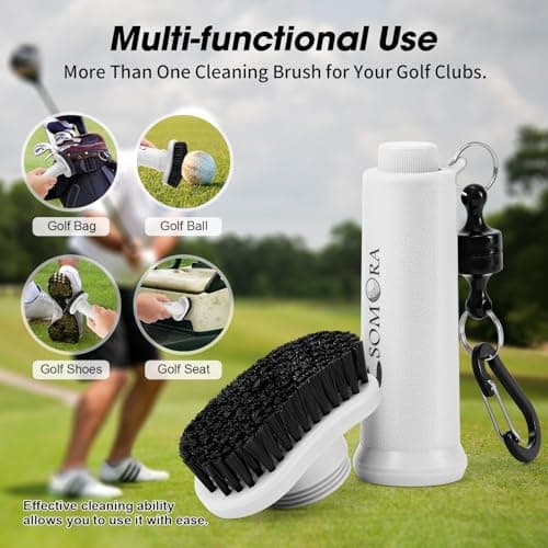SOMORA Pro Golf Club Cleaner Water Brush - Golf Accessories for Men, Squeeze Bottle Cleaning with Nylon Bristles Head - Golf Clubs Brush with Magnetic Retractable Clip - Thumbnail 4