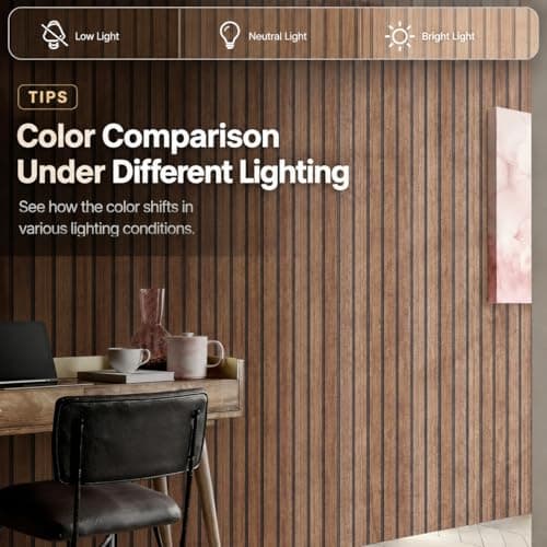 Abyssaly Wood Slat Peel and Stick Wallpaper, Brown Striped Wood Panel Grain Contact Paper, Removable Self Adhesive Faux Wooden Panel Wall Covering for Bedroom 17.7 in X 118 in - Thumbnail 4