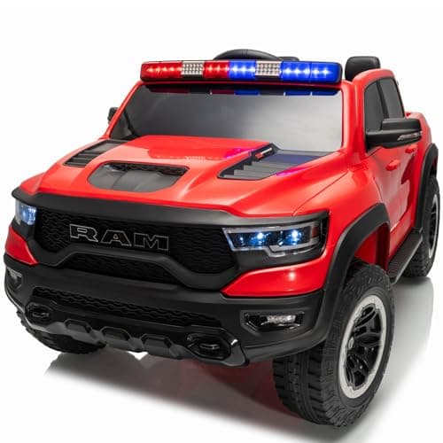 FINITO 24V Police Kids Ride On 2 Seater Police Truck, Remote Control Ride On Toy Car, Kids' Electric Ride On Truck, Kids' Side by Side Truck for Children Ages 3+, Powered Cars for Kids - Image 1