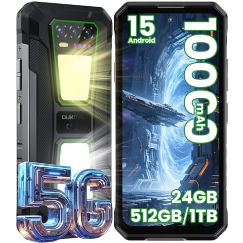 OUKITEL 512GB WP58 PRO Rugged Smartphone Unlocked 24GB+512GB,10000mAh Battery, Android 15 Rugged Phone Unlocked 6.8" FHD+ 120Hz, 108MP+32MP, 128dB Loud Speaker Waterproof, NFC/GPS/OTG Green