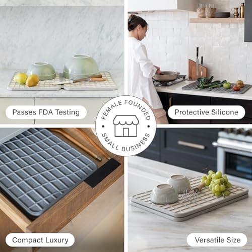 Dorai Home Large Dish Pad – 40% More Drying Space, Eco-Friendly Quick-Drying Stone Mat for Kitchen, 24.6" x 16.5", Sandstone - Thumbnail 6