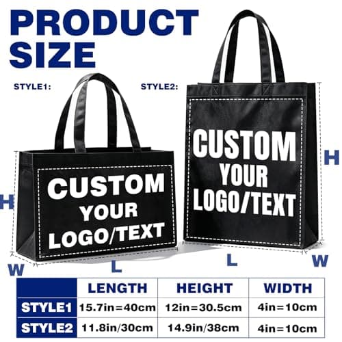 Wubaijin Custom Logo Non-Woven Tote Bags 50–1000 pack, Washable & Reusable, 15” W x 12” H x 4” Perfect for Trade Shows (Horizontal/Vertical) - Thumbnail 5