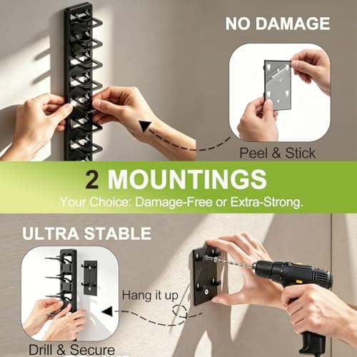 HeQe 2 Pack Hat Organizer for Baseball Caps, Hat Rack for Wall, Hat Storage, Hat Holder with Strong Adhesive and Screws (Black) - Thumbnail 4