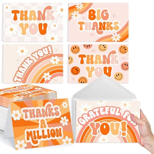 Hadley Designs Bulk Thank You Cards with Envelopes - 54 Kids Thank You Cards For Teachers, Cute Thanks Blank Cards and Envelopes, Fun Appreciation Note Card for Birthday, Baby Shower & Small Business