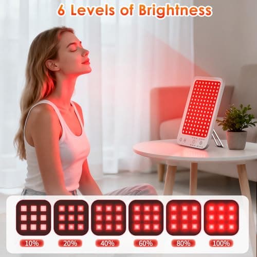 Red Light Therapy for Face Body, Red Light Panel with Adjustable Stand, 660nm and 850nm Near Infrared Therapy Lamp with 3 Modes, 6 Adjustable Brightness and Timer, Home and Travel Use,Gift for Women - Thumbnail 4