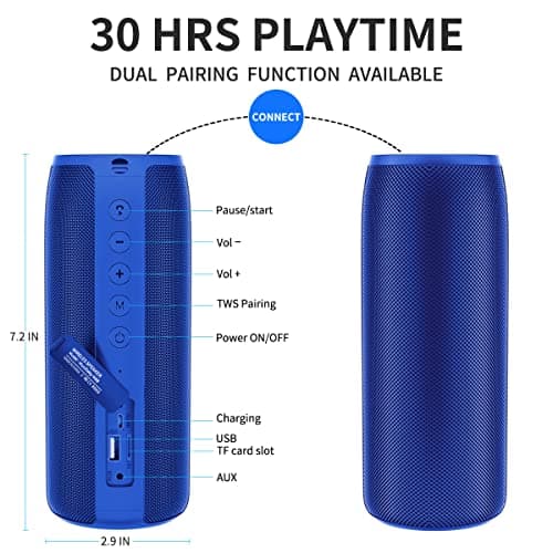 Musibaby Bluetooth Speaker, M88 Speakers,Dual Pairing, Bluetooth 5.3,Loud Stereo Sound,Booming Bass,30H Playtime for Home& Outdoor Party,Beach,Portable Speaker,Gifts(Blue) - Thumbnail 5