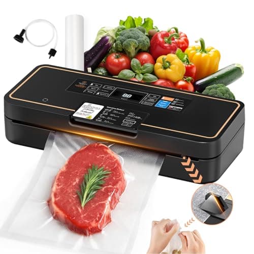 UPRUBE Vacuum Sealer for Food, 95kPa Food Saver Vacuum Sealer Machine, 135W Fast-Sealing with Easy Tear Cutter, Built-in Bag Storage, 9-in-1 Compact Food Vacuum Sealer Machine with 10 ft Bag Roll - Image 1
