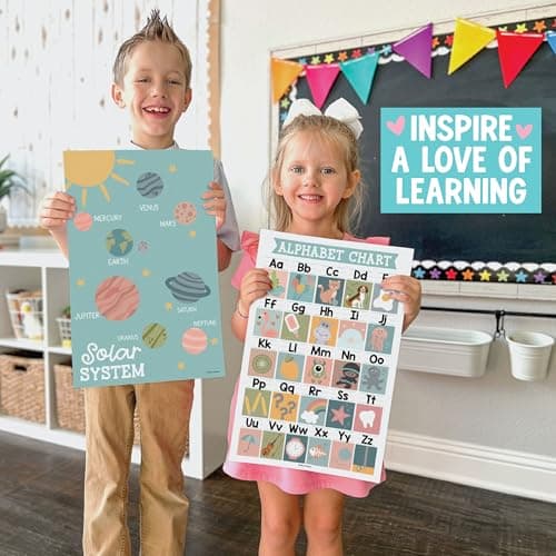 Hadley Designs 16 Educational Posters for Toddlers 1-3 - Learning Poster for Kids Ages 3-5, Alphabet Chart Playroom Homeschool Daycare & Classroom Decor, Kindergarten & Preschool Classroom Must Haves - Thumbnail 5