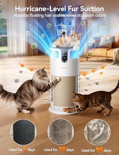 Meowant Pet Air Purifier for Home Large Room Up to 3900 Ft², U-Shape 360° Air Intake, H13 HEPA Filter Reduce Pet Hair Dander Odors Dust, Air Cleaner with Washable Pre-Filter, PM2.5 Monitor, Auto Mode - Thumbnail 5