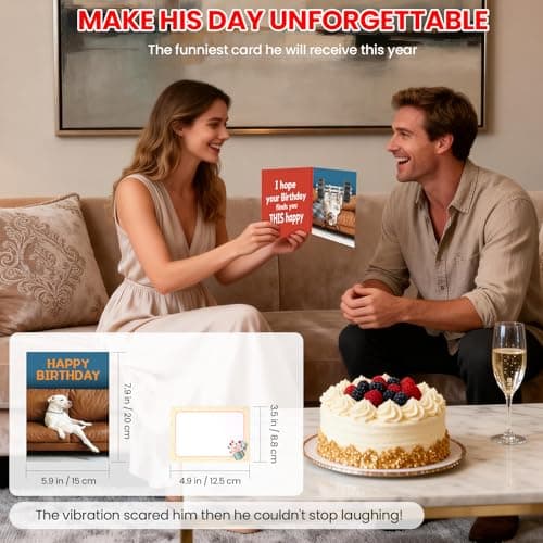 mountova Funny Birthday Card with Sound & Motion, Hilarious Dog Design – Happy Birthday Gift for Sons, Men, Friends & Family - Thumbnail 4