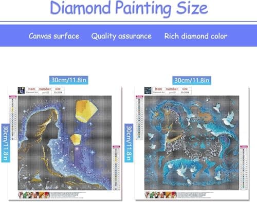 KEYRANKE 2 Pack Princess Diamond Painting Kits for Adults 5D DIY Diamond Art Kit Paint with Round Full Drill Diamonds for Beginners Gem Paintings Art for Home Wall Decor Gifts (12X12 Inch) - Thumbnail 4