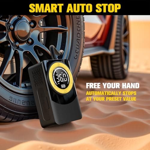 CARSUN Tire Inflator Portable Air Compressor, 150PSI Air Pump For Car Tires with Digital Pressure Gauge, LED Light and Auto Shut-Off Function Cordless Pump for Car, Motorcycle, Bicycle, Balls - Thumbnail 4