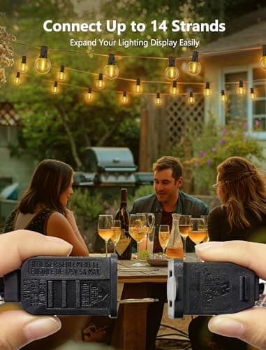 Kivonfa 100FT LED Outdoor String Lights, G40 Globe Christmas String Lights Waterproof with 50 Warm White Bulbs & 2 Spare, Connectable Hanging Lights for Patio Backyard Porch Christmas Party Decor - Thumbnail 6