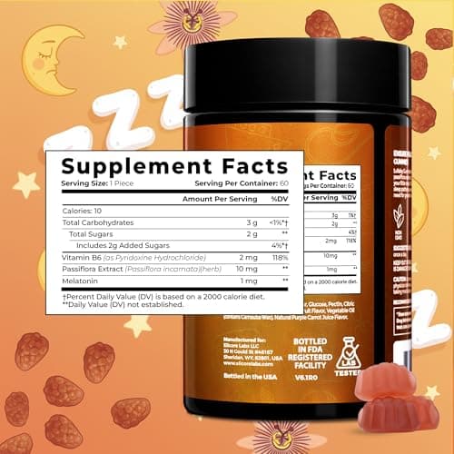 ELICORE 1 mg Melatonin Gummies Kids – Kids Sleep Gummies with Vitamin B6 and Passion Fruit Flavor – Children's Melatonin Gummies 3 in 1 Complex for Deep Sleep – 2 Month Supply - Thumbnail 3